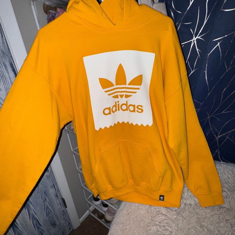 Adidas Men's Yellow Hoodie Sweater